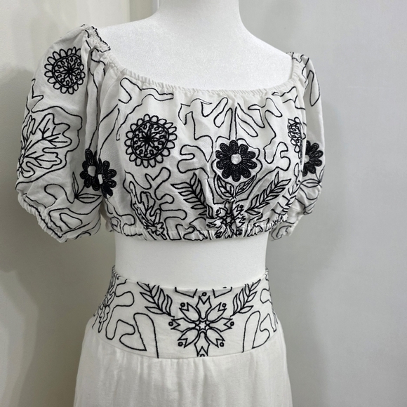 Free People Set Lotus In White Black Combo Size  L Large Cotton $168 NWT - Picture 7 of 15